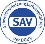 Das Bild zeigt das Logo des Schwerstverletztenartenverfahrens der DGUV